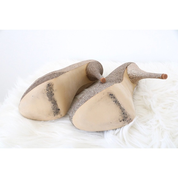 Town Shoes Gold Glittery Platform Heels - Picture 5 of 8